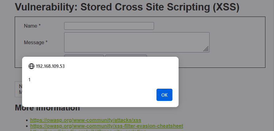 stored-xss-low-level-security-result